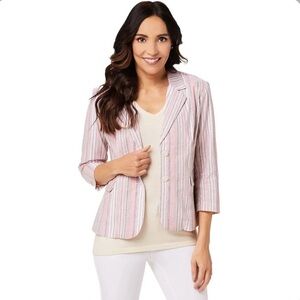 LAURIE FELT || Women's Pink Striped Blazer. Sz. 16